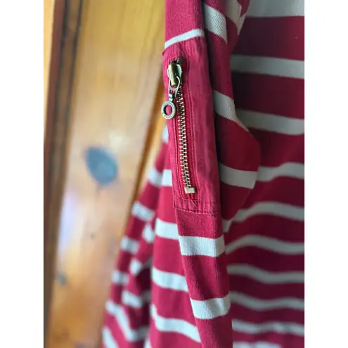 Christopher & Banks Striped Pullover Hoodie with Sleeve Zipper Pocket XL