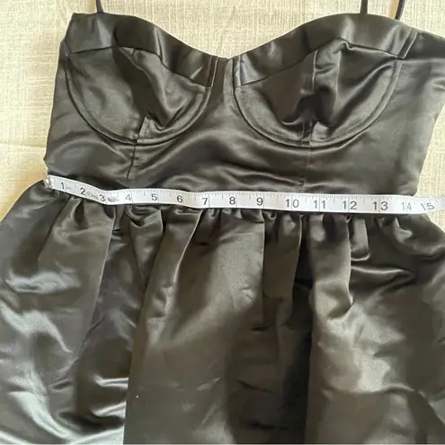 Future Collective Black Midi Dress Small NWT Bustier Satin‎ Smocked Back