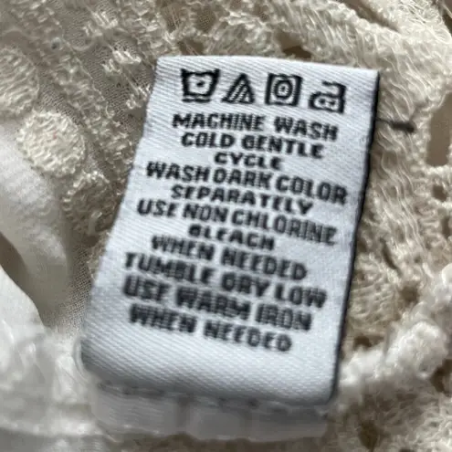 August Silk Options Lace Trim Embroidered Top - Size S