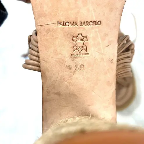 Paloma Barcelo Lace Up Platform Designer Maigo Espadrille Sandal Sand Tan US 8.5