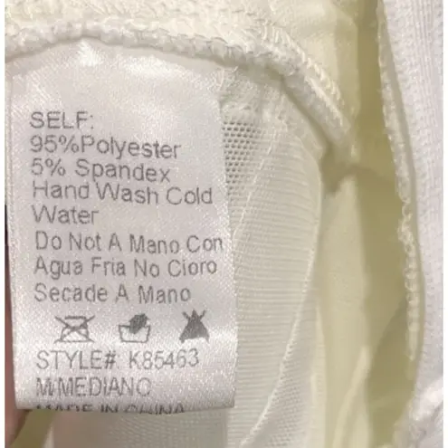 Kira Kira White Structured Mesh Panel Bodycon Dress Mock Neck Slit Bandage XS