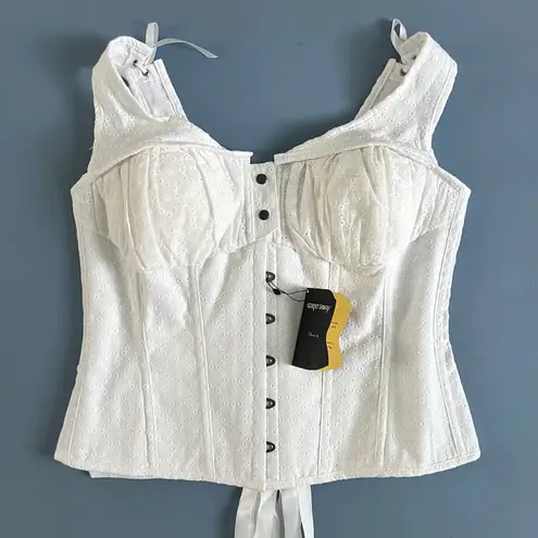 NWT Corset Story White Cotton Embroidery Anglaise Overbust with Gathered Bust Size undefined