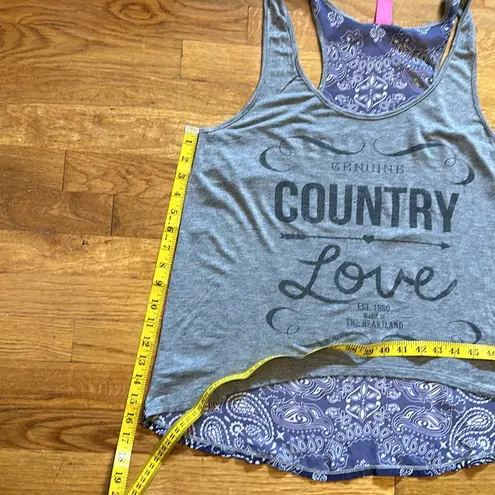 Just Ginger Women’s XL Genuine Country Love Gray Purple Paisley Racerback Tank