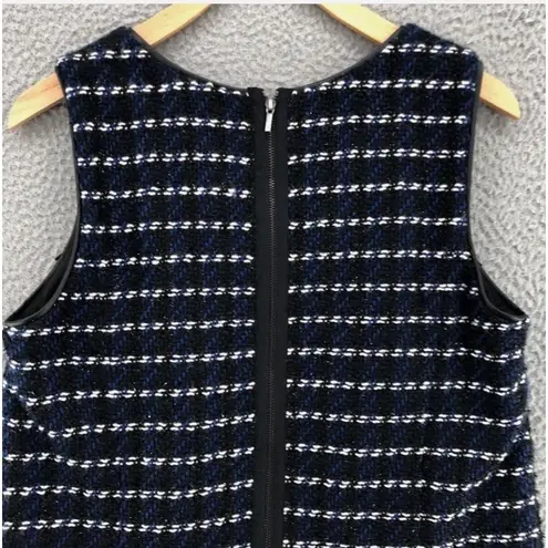 Ann Taylor Dress Womens 4 Blue Boucle Knit Mini Shift Fringe Glitter Sleeveless