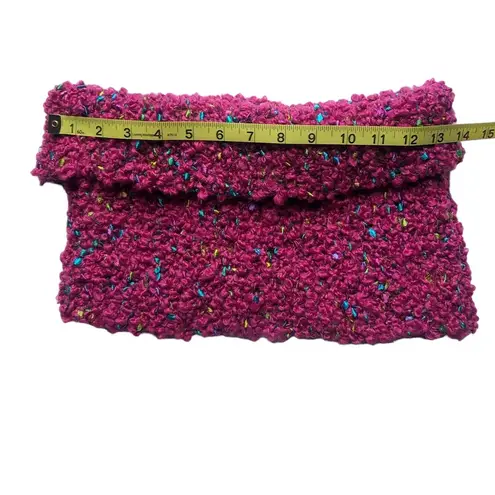 infinity Bulky Handmade knit  Scarf or Dickey in Pink with Multi-colored Flecks