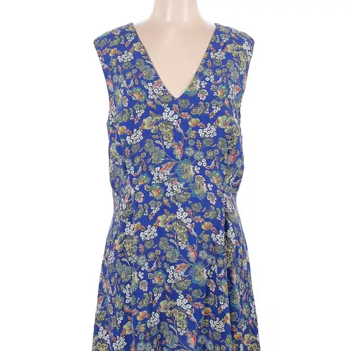 Blue and Yellow V Neck Sleeveless Sundress Size 10