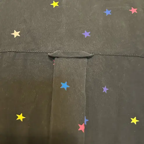 Rails Kate Star Print Silk Blouse In Rainbow Stars Size Small