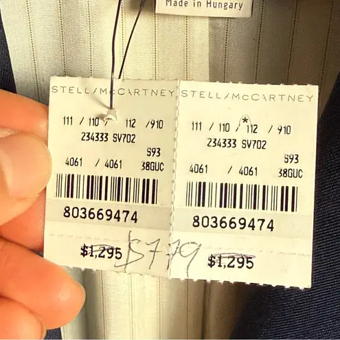 Stella McCartney NWT $1,295 Wool/Mohair Navy Blazer, Size IT 38 (US ~2)