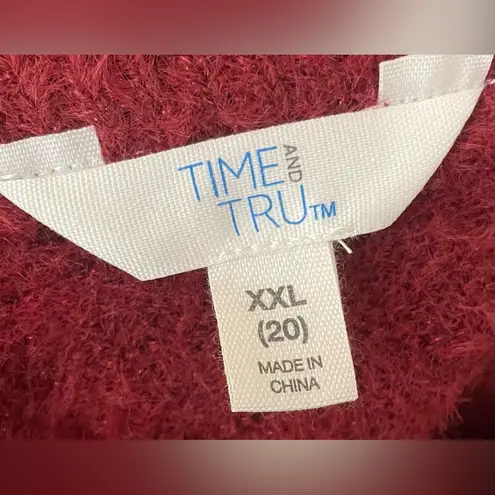 Time And Tru - Women'sā burgandy Hacci Knit Pullover Sweatshirt Size XXL