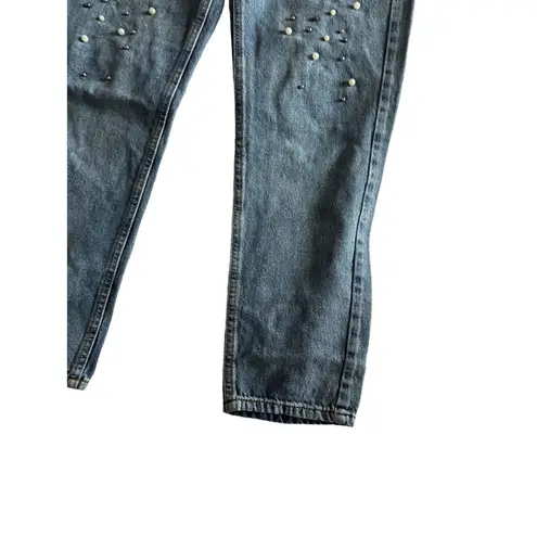 Calzedonia Embellished Pearl Ankle Jeans Size Small