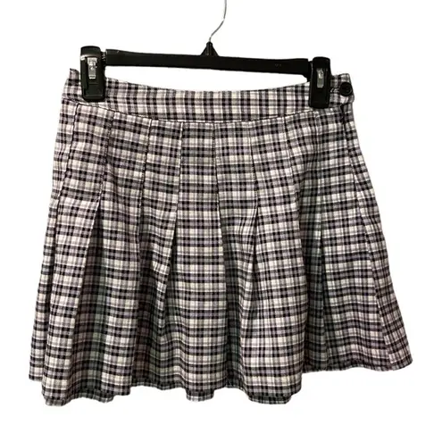 Full Tilt  Lavender Plaid Pleated Mini Skirt Size S