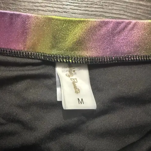 Blushing Brunette Women’s Medium Holographic Rainbow High Waist Swim Bottom