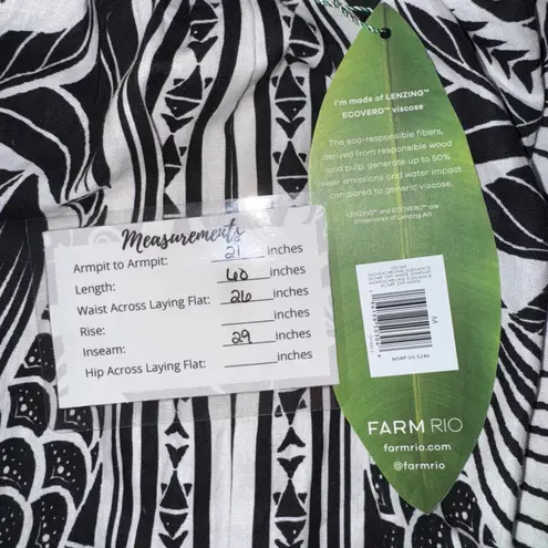 Farm Rio Monochrome Elegance Scarf Off-White Jumpsuit Size M