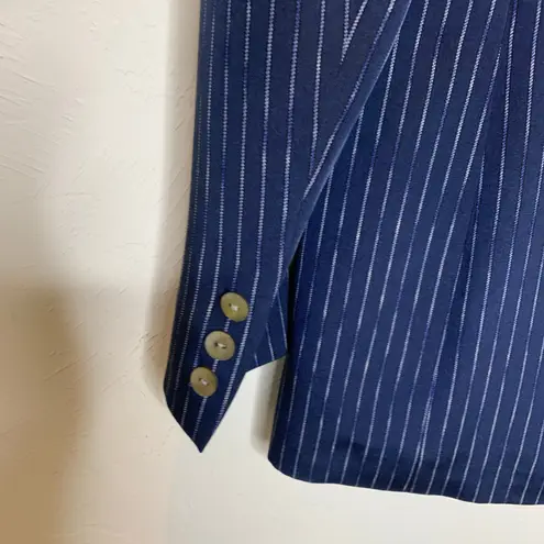 Silk Liz Claiborne Blue Pinstripe Suit Pants Blazer Sz 6