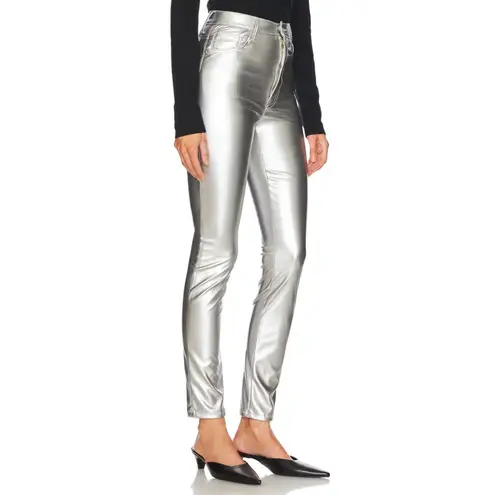 NWT Mother Rail Skimp Silver Faux Leather Jeans 26