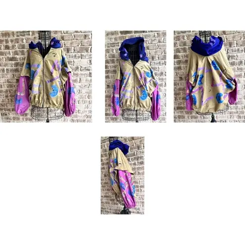 VTG Ann Original Seattle Hooded Rain Jacket Sz XXXL? Hand Painted Art to…