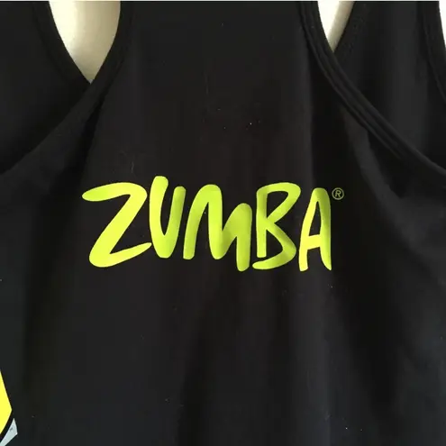 Zumba Black Lime Green “Join The Party” Dazzle Graphic Workout Tank Top NEW