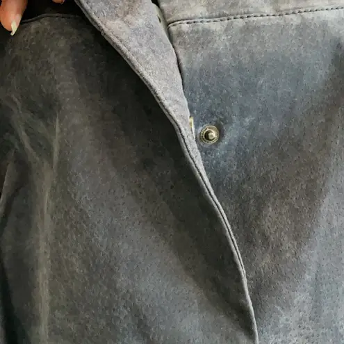GF by Geren Ford Blue/Gray Leather Suede Snap Buttons Jacket Size Large