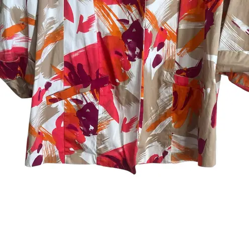 Maggie Barnes Women Jacket 3X Multicolor Whimsical Abstract Print Career Office Red