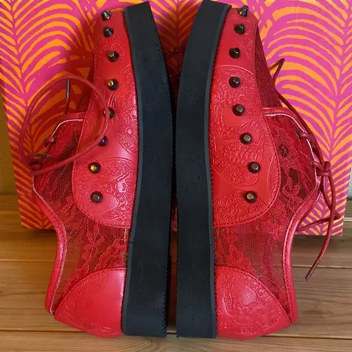 Iron fist NEW! Lovelace Your Face RED Lace Studded Platform Creepers Size 36/5
