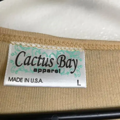 Cactus Shirt Womens Large Green Aztec Animals V Neck Rhinestones Tribal Casual