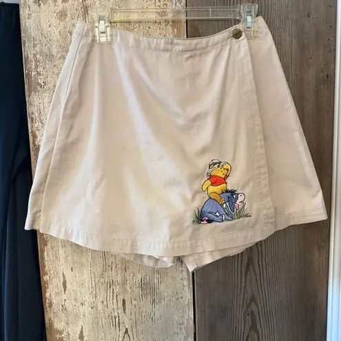 RARE VINTAGE 1990 Beige Skort with Pooh and Eeyore on Safari Embroidery Tan