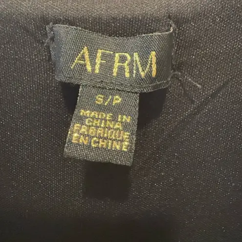 AFRM Tezza Black and Gold Floral Mesh Long Sleeve Ruched Midi Dress size Small