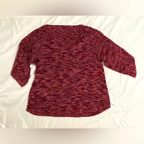 Westport Wine-colored sweater from with curved hem and mixed stitching, size 2x