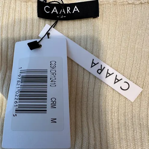 Caara NWT Cream Ribbed Knit High Neck Sweater Dress Wool Blend Size Medium