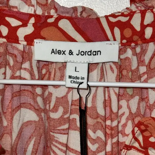 Alex & Jordan Women’s Mod Button Down Long Sleeve Top Blouse Size Large L Pink