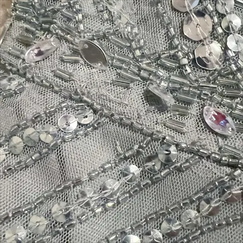 NWT Liv Foster Silver Metallic Beaded Sequin Embellished Mini Dress Size 6