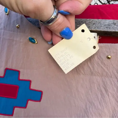 Vintage 80s Aztec southwestern colorblock embroidered windbreaker batwing blouse Red Size M