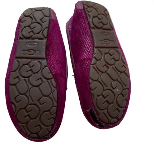 UGG  MAGENTA Suede Snakeskin Effect Slip OnMoccasin Slippers Size 7