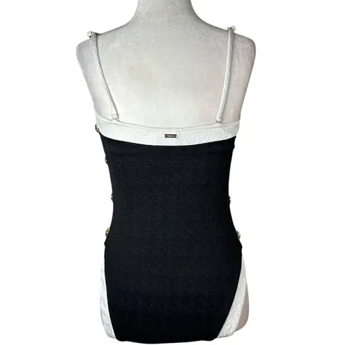 L'Agence Tory Colorblock Chic Bandeau One Piece Swimsuit in Black Small New