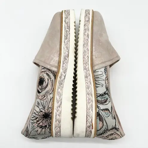 Michele Lopriore Loafer Shoes Womens 9.5/10 Pink Floral Metallic Platform READ