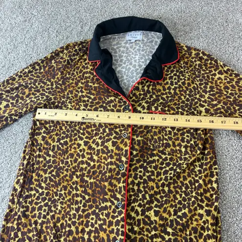 Skivys Femme Leopard Print Pajama Set Womens Small Sleepwear Loungewear Brown - Image 4