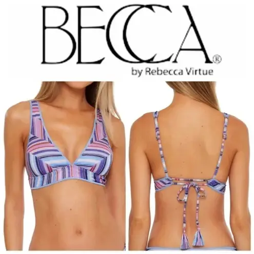 Becca Metallic Bikini Swim Top w/Removable Cups in Purple Size M NEW w/Tag - Image 8