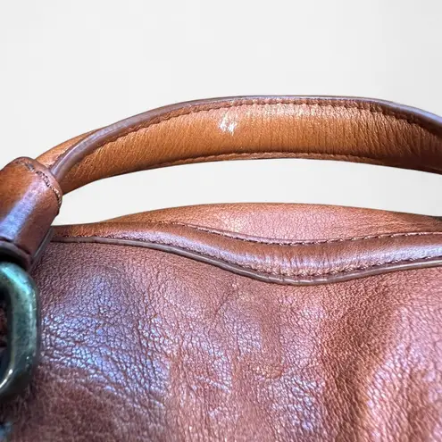Olivia Heather Genuine Leather Satchel Bag Cognac Brown