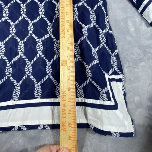 Debbie Katz Tunic Shirt Dress XL Cover Up White Navy SANDY PIPER Resort Boating Blue