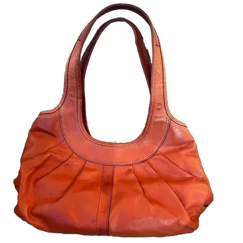 Coach  Ergo Salmon Leather Pleated Kisslock Hobo Shoulder Bag PURS258