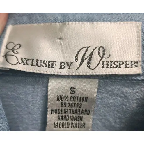 Vintage Embellished Denim Shirt Floral Beaded Western Style Small Blue