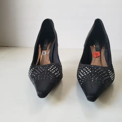 Vizzano Pointed Toe Y2K Heel Womens Shoes Sz 36 Witchy Vampy Rhinestone Glam Black