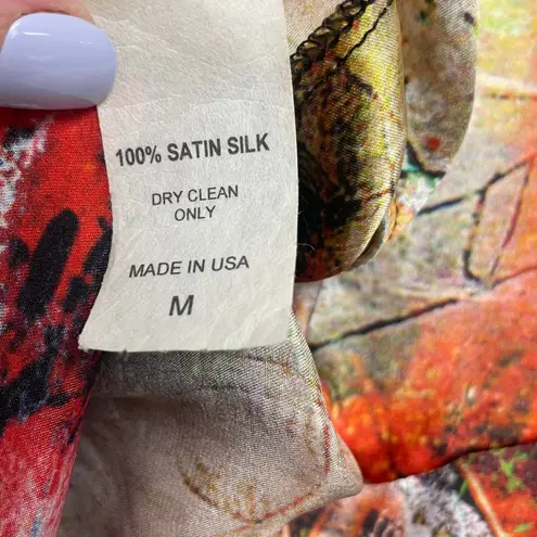 VTG Satin Silk Kimono Size Medium Colorful Artsy Eclectic Maximalist Unique