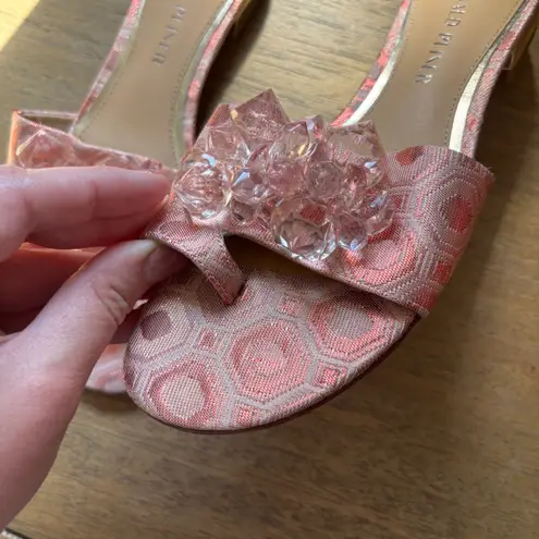 Donald Pliner Frances Slide Sandal Salmon Pink Crystals Size 6 Party Metallic
