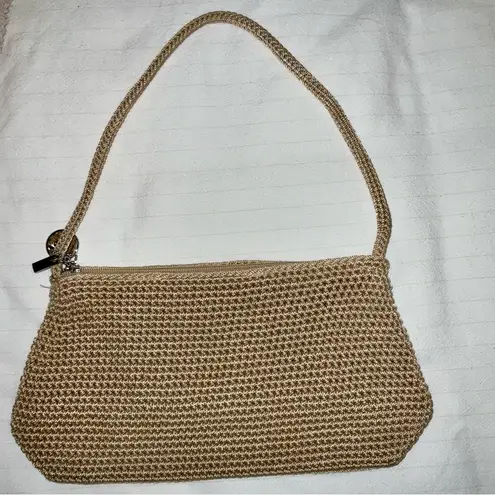 The Sak  Tan Light Beige Crochet Boho Casual Shoulder Bag Purse size Medium