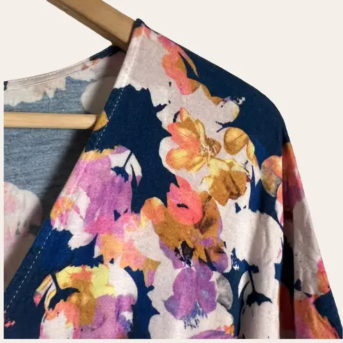 Yumi Kim Navy Blue Floral Print V-Neck Dolman Short Sleeve Romper Size XS