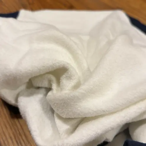 Faherty Beach Fleece Ringer Crewneck Sweatshirt White & Navy Blue M - Image 9