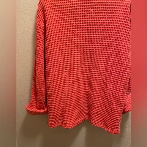 Fresh Produce Vintage Pink Waffle Knit Button Front Jacket Size L Made In USA