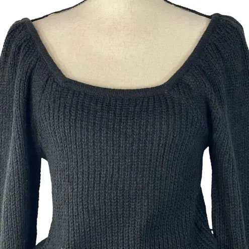And Now This Small Crop Sweater Square Neck Long Puff Stretch Cavier Off