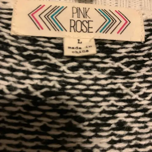 Pink Rose Women  Black & White Cardigan